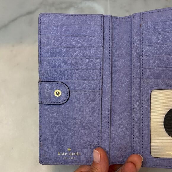 Kate Spade Cross Grain Leather Slim Sleek Snap & Zip Clutch Wallet - Picture 13 of 16